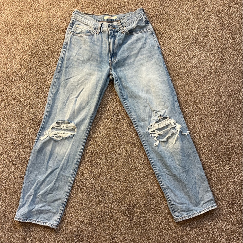 Levi's Light Blue Distressed Wide Leg Jeans